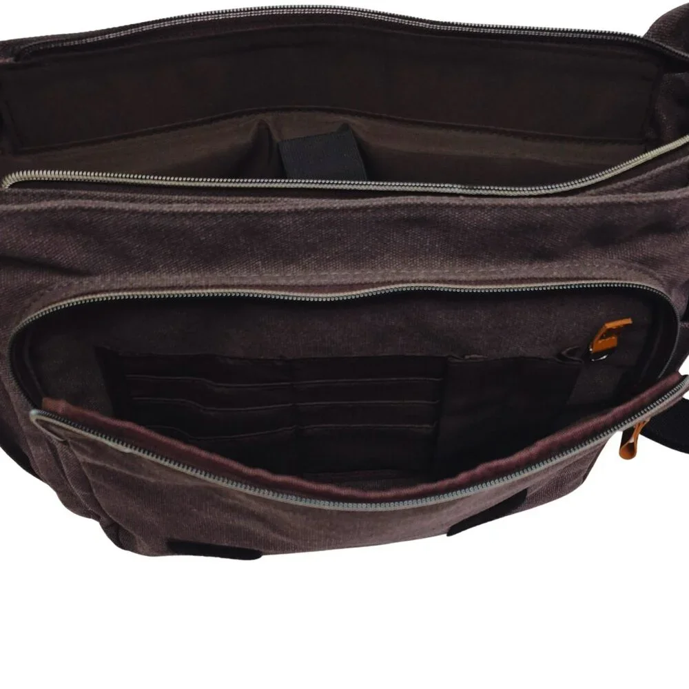 Messenger Bag for Men Women 13-14 Inch Laptop Water Resistant Shoulder Bag Brown